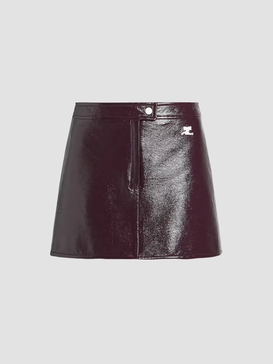 Reedition Cotton-Blend Vinyl A-Line Mini Skirt by Courreges