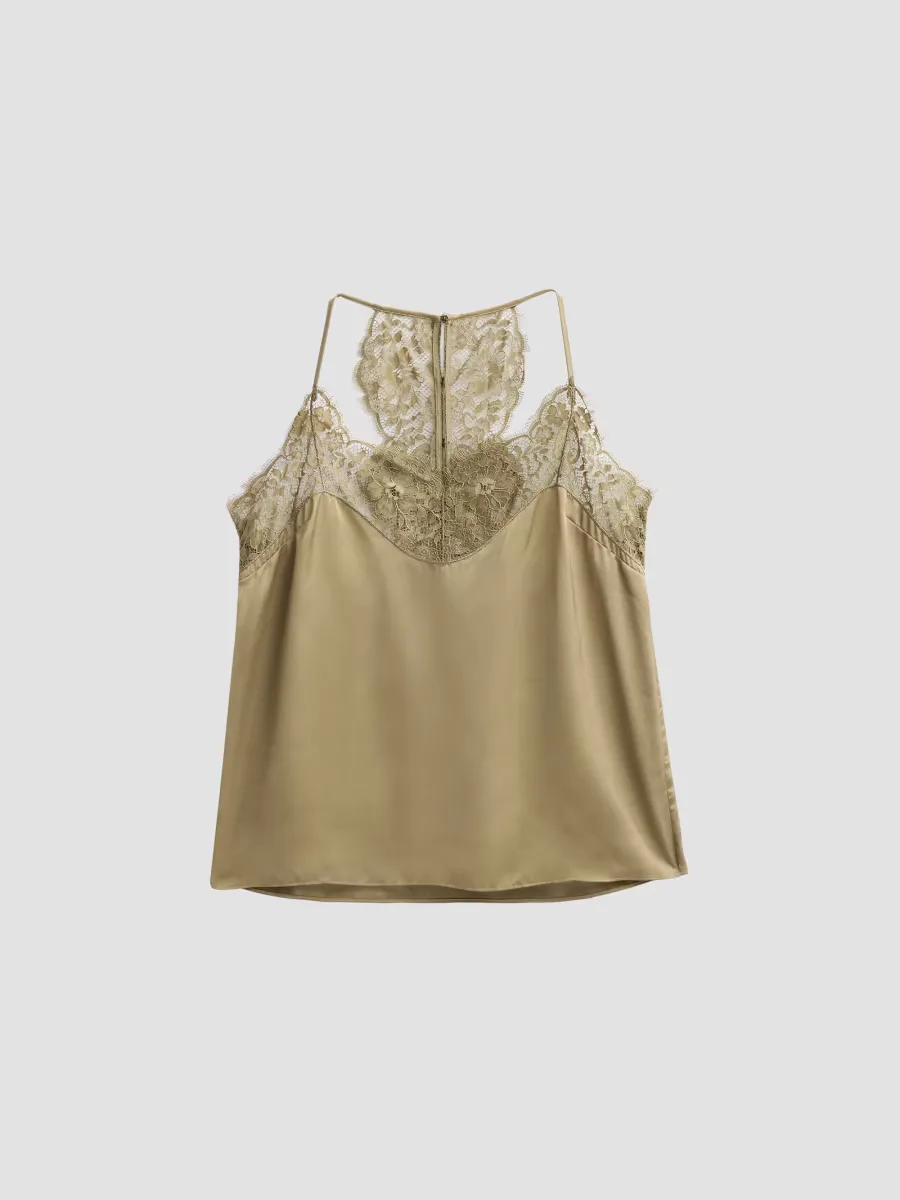 Corina Satin Lace-Back Tank by ba & sh