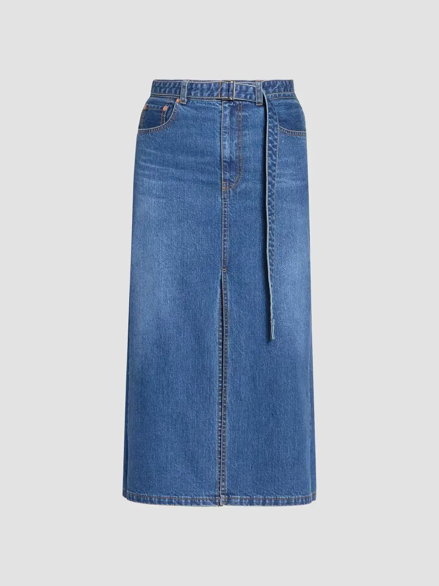 Denim Hybrid Midi-Skirt by Sacai