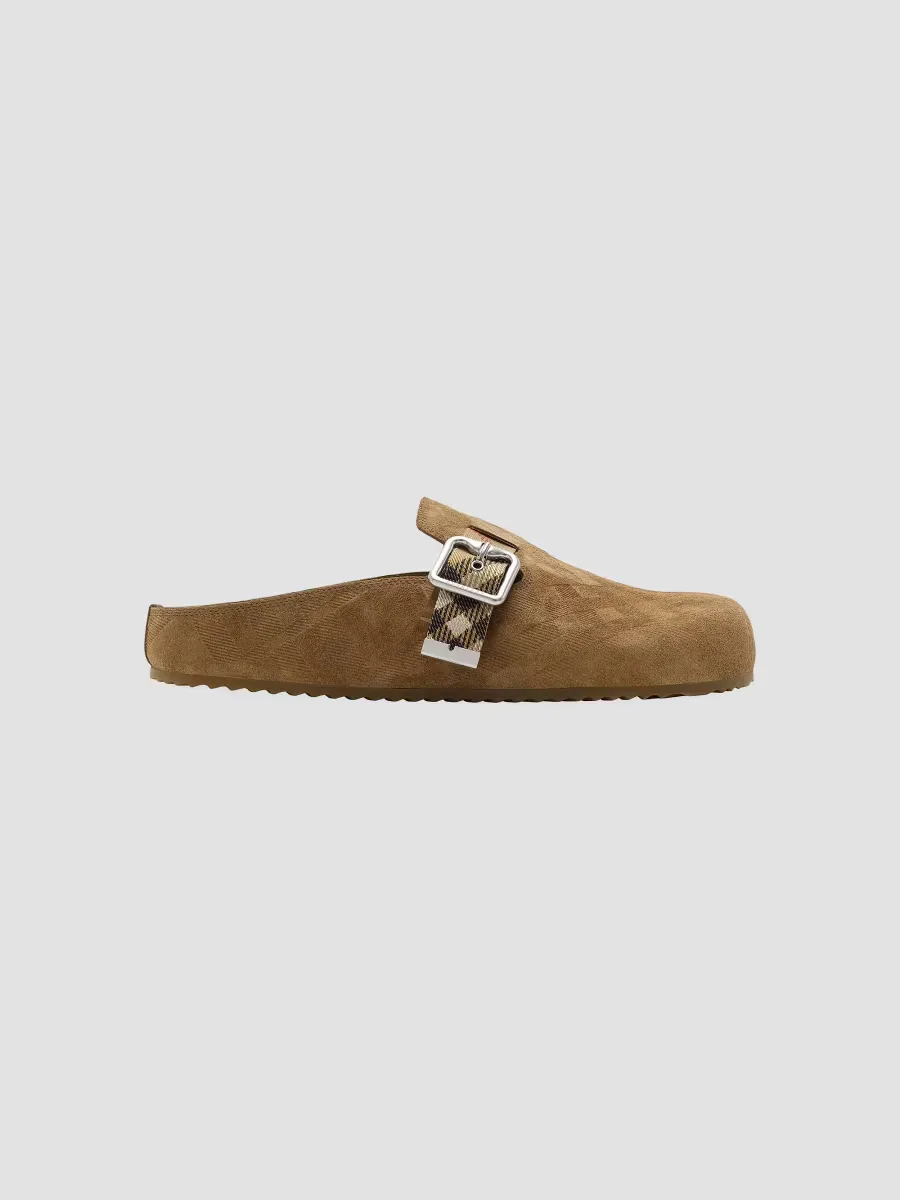 Urchin Suede Check Clogs by Burberry