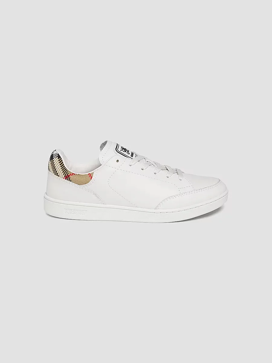 Check Leather Low-Top Sneakers by Burberry