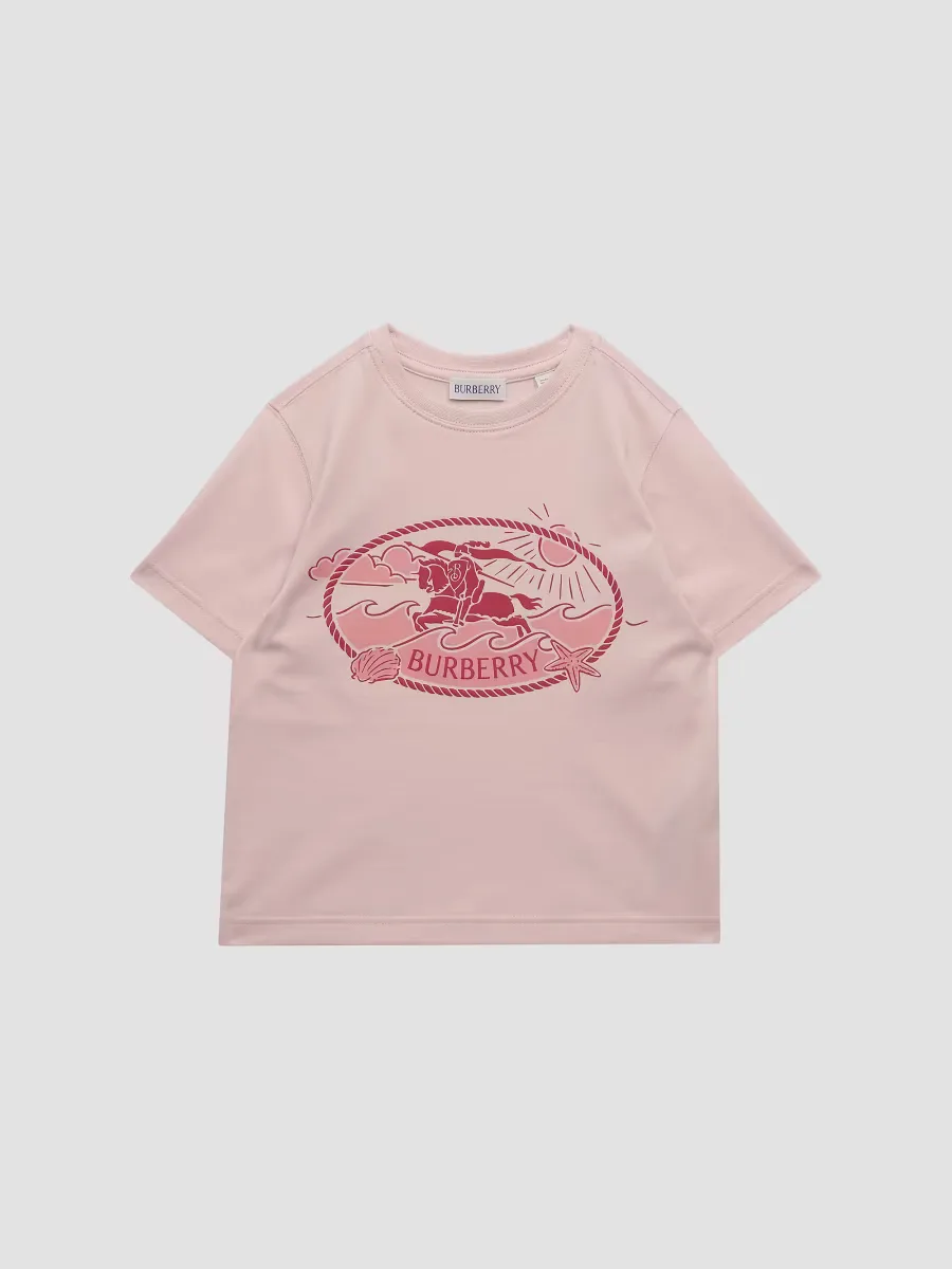 Cotton Jersey Equestrian Knight Print T-Shirt by Burberry