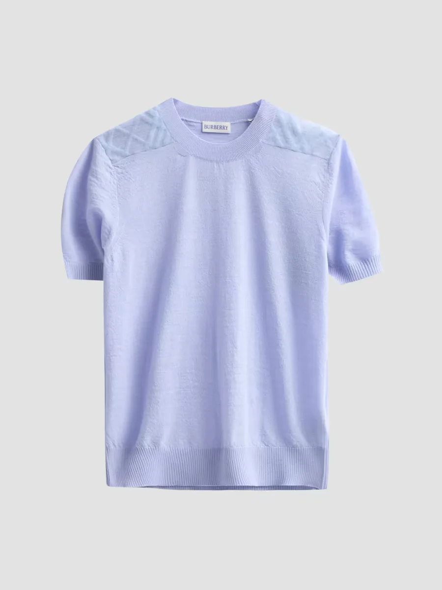Winnie Check-Shoulder Wool-Silk Top by Burberry