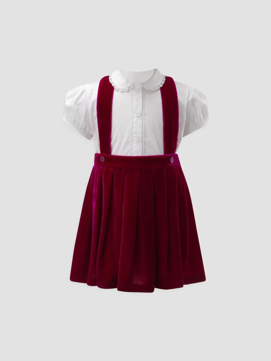 Eloise Shirt & Velvet Pinafore Skirt Set by Rachel Riley