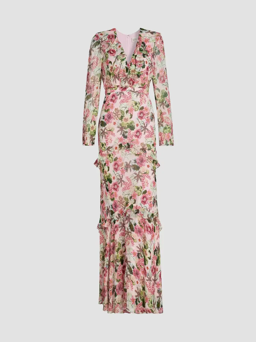 Rita Floral Georgette Maxi Dress by Saloni