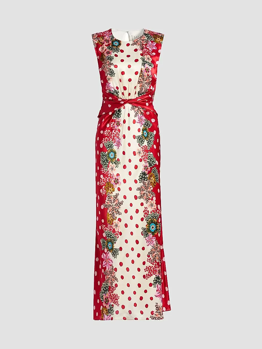 Gwen Printed Silk-Blend Maxi Dress by Saloni