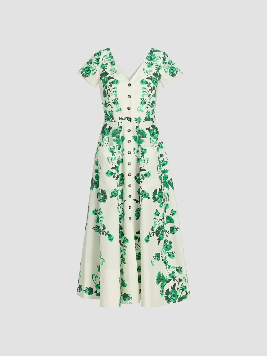 Zoey Floral Button-Front Midi-Dress by Saloni