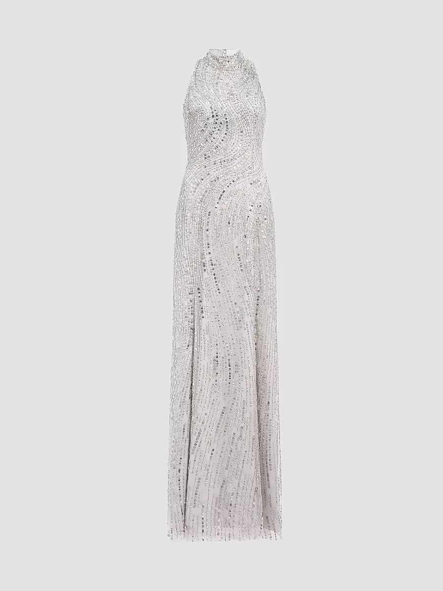 Cosmea Embellished Mock Turtleneck Gown