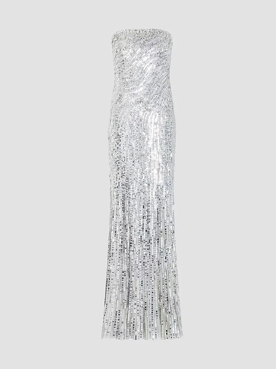 Helix Sequined Strapless Gown by Jenny Packham