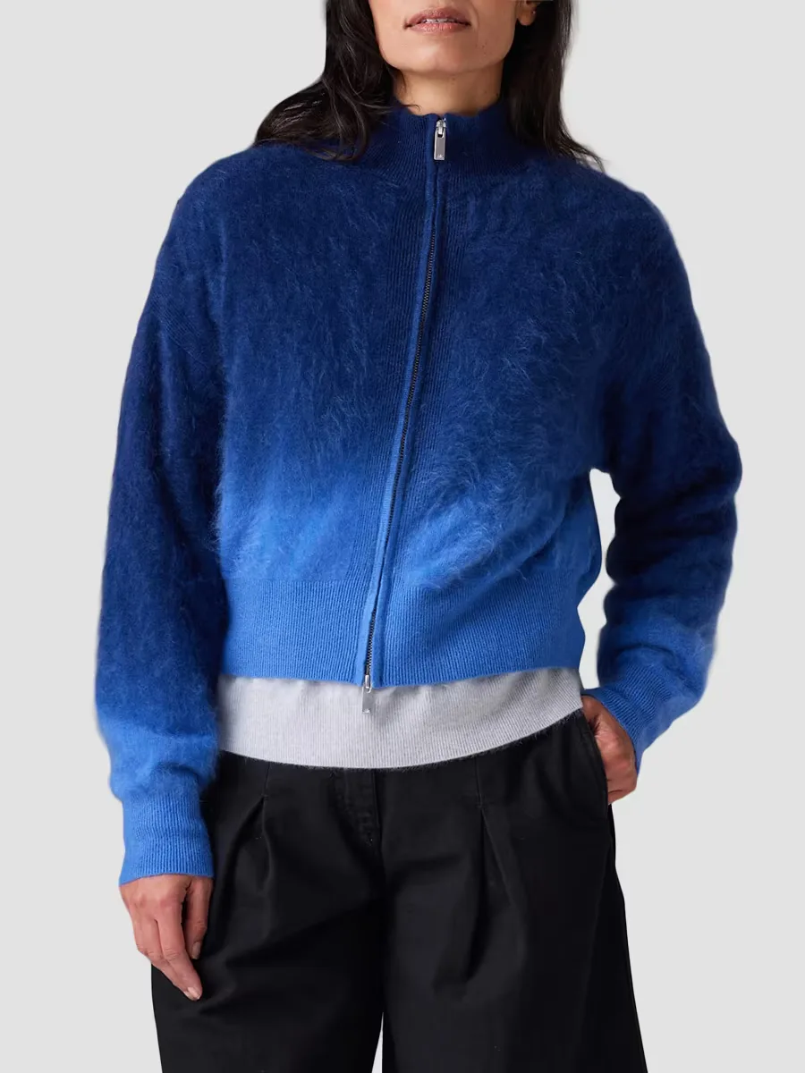 Brushed Cashmere Dip-Dye Zip Jacket by COLORUSH