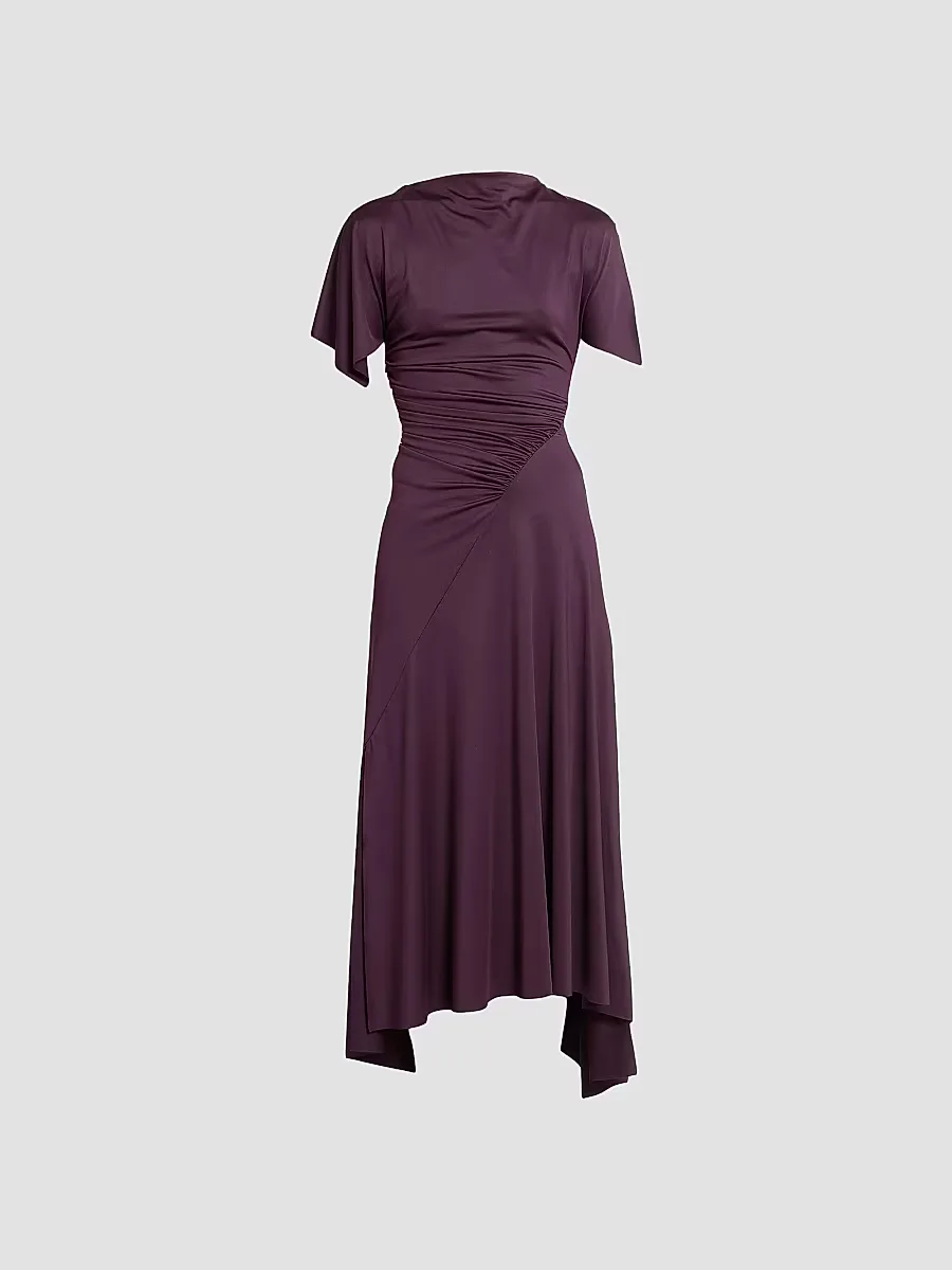 Asymmetric Ruched Midi Dress by Victoria Beckham