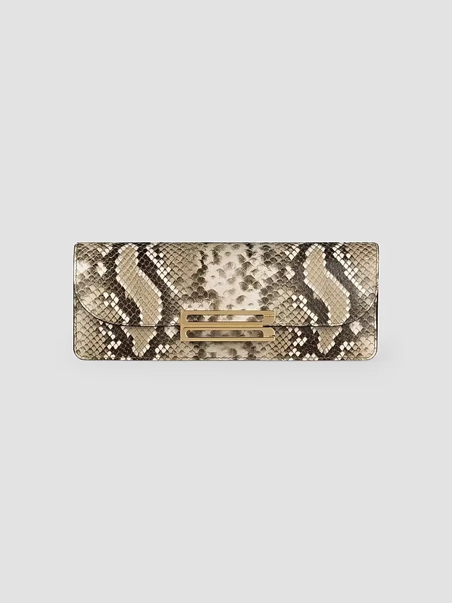 Dorian East-West Snake-Embossed Leather Clutch by Victoria Beckham
