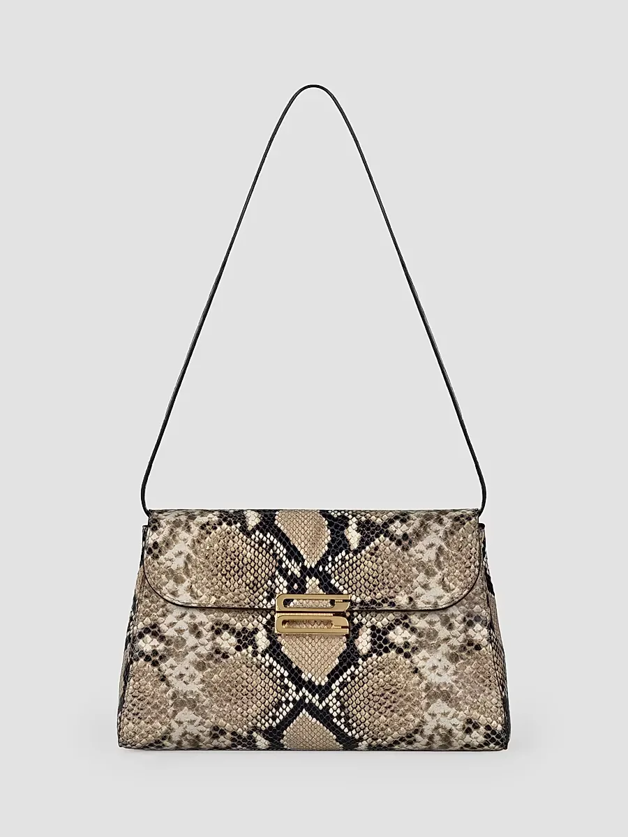 Dorian Printed Snake-Embossed Leather Shoulder Bag