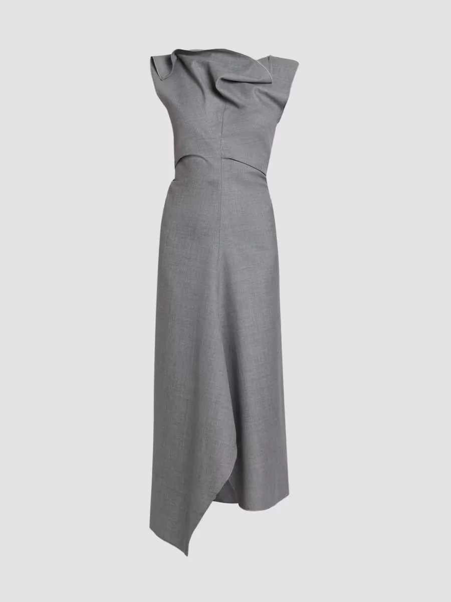 Draped Virgin Wool Midi Dress by Victoria Beckham