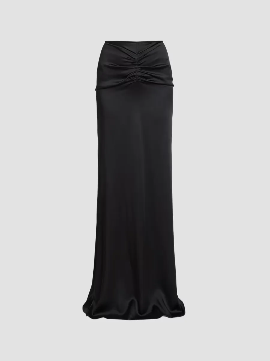Isabella Satin Ruched Maxi Skirt by Victoria Beckham