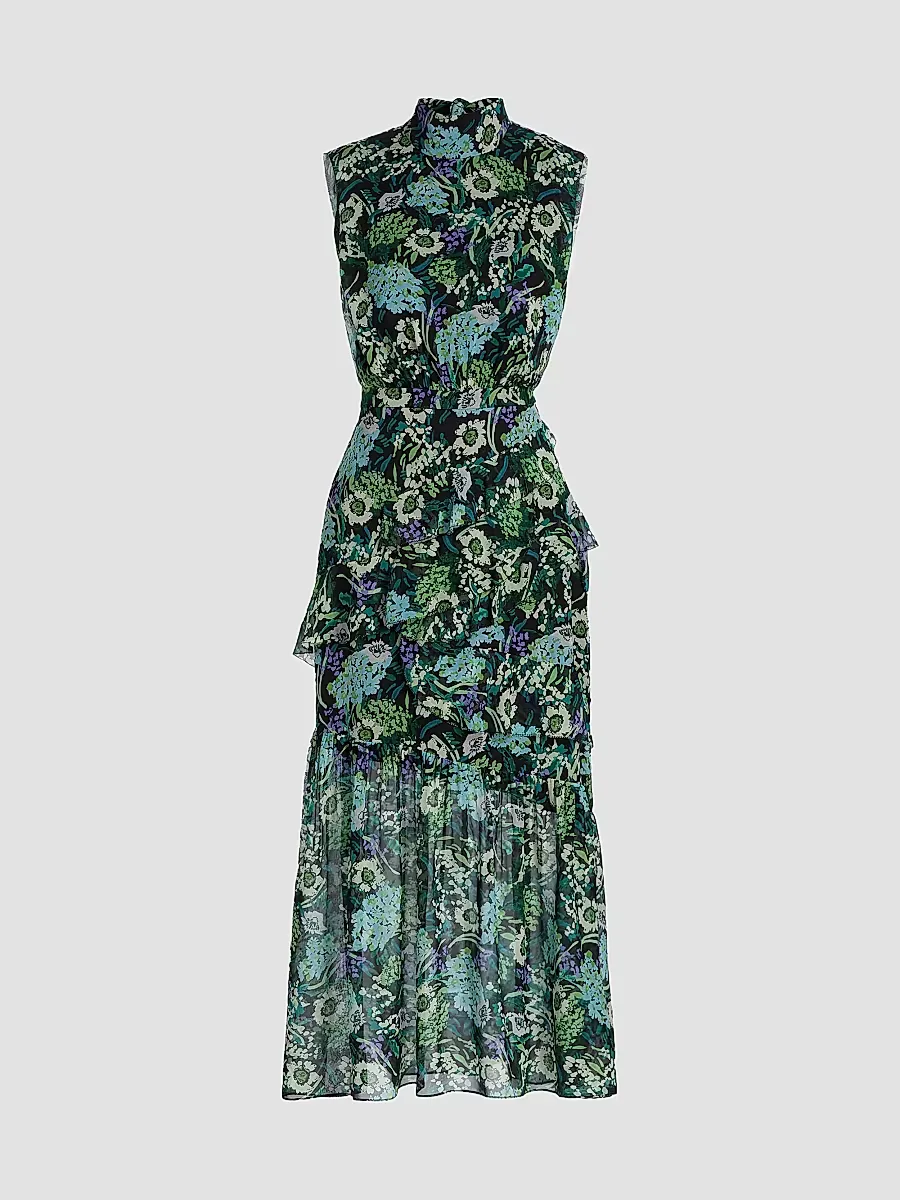 Fleur Ruffled Midi Dress by Saloni