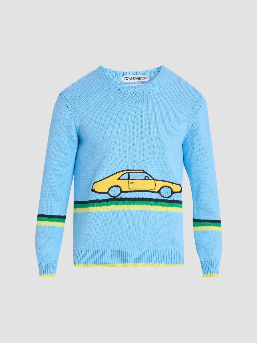 Graphic Cotton Crewneck Sweater by JW Anderson