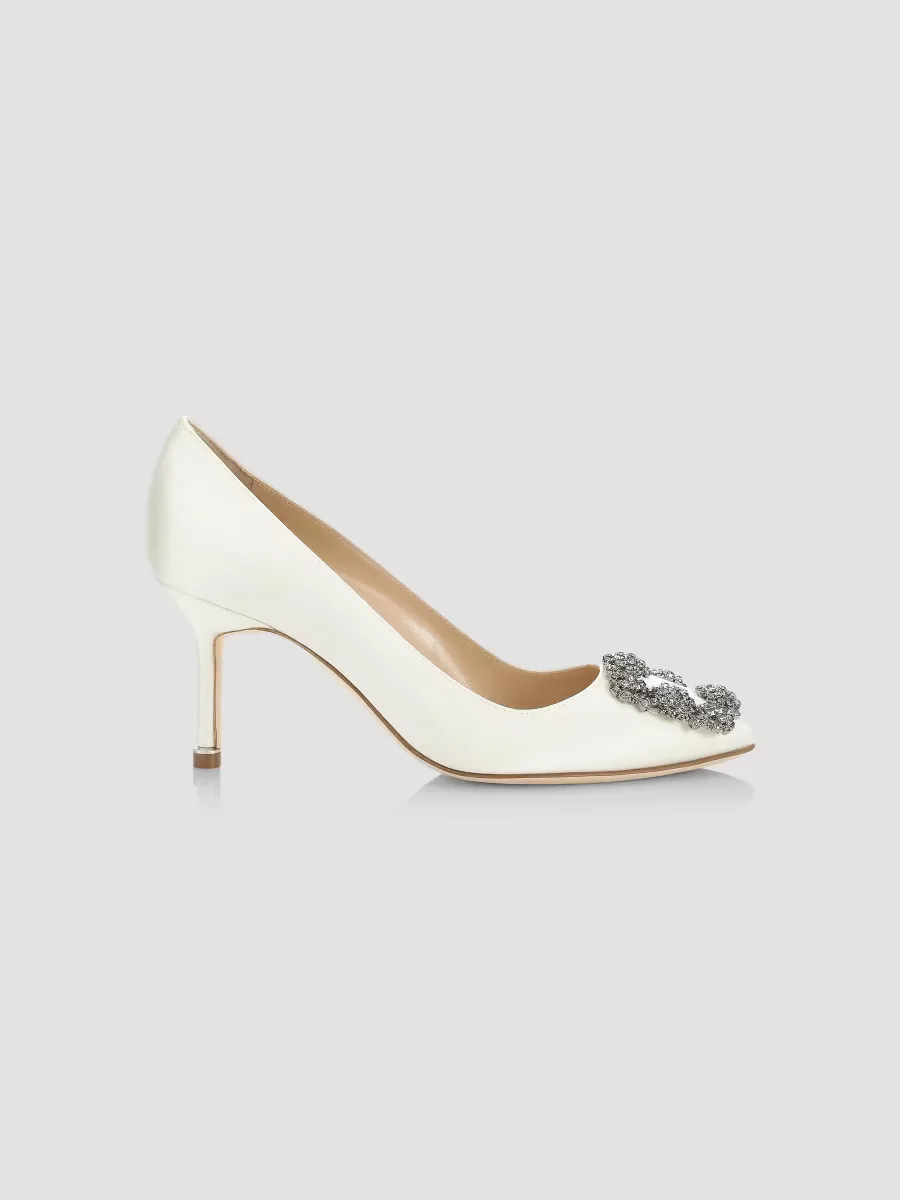 Hangisi 70MM Crystal-Embellished Satin Pumps