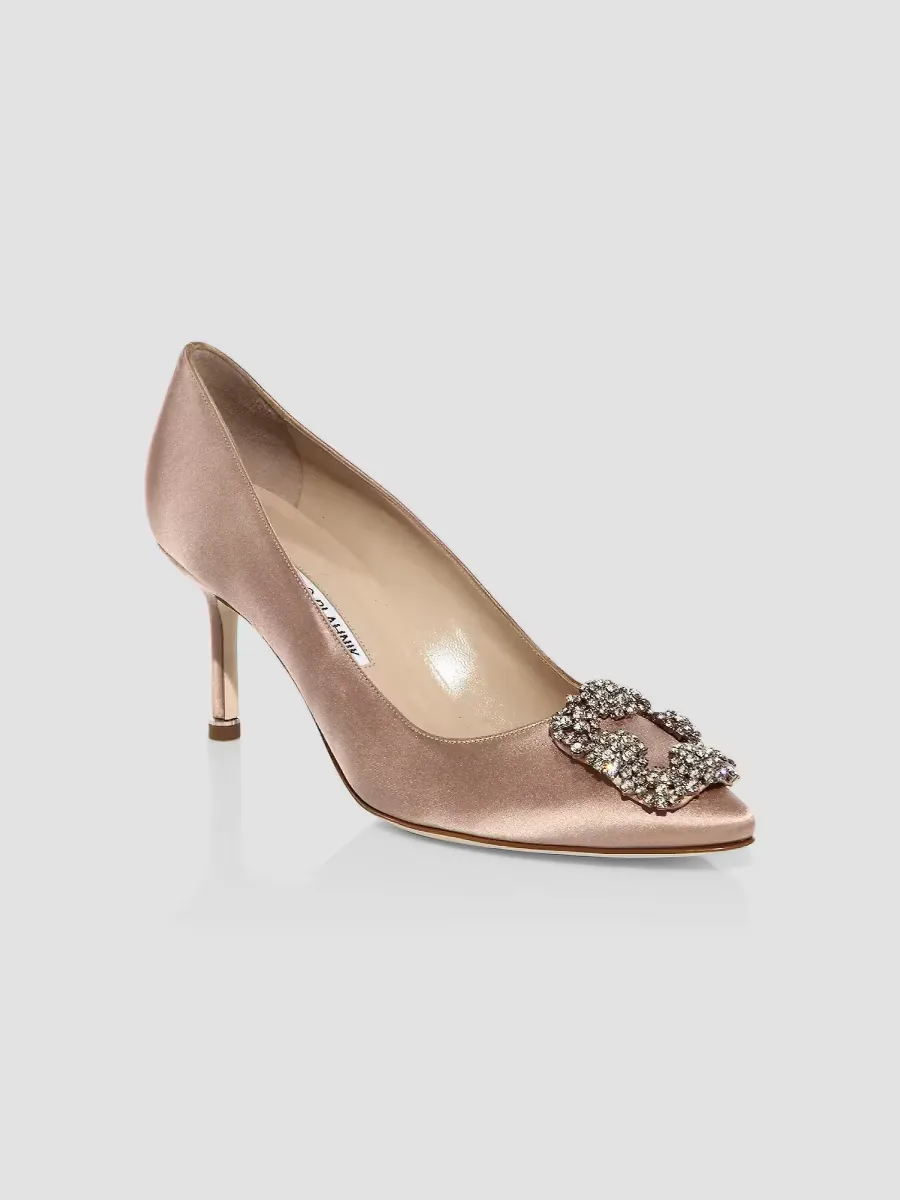 Hangisi 70MM Crystal-Embellished Satin Pumps