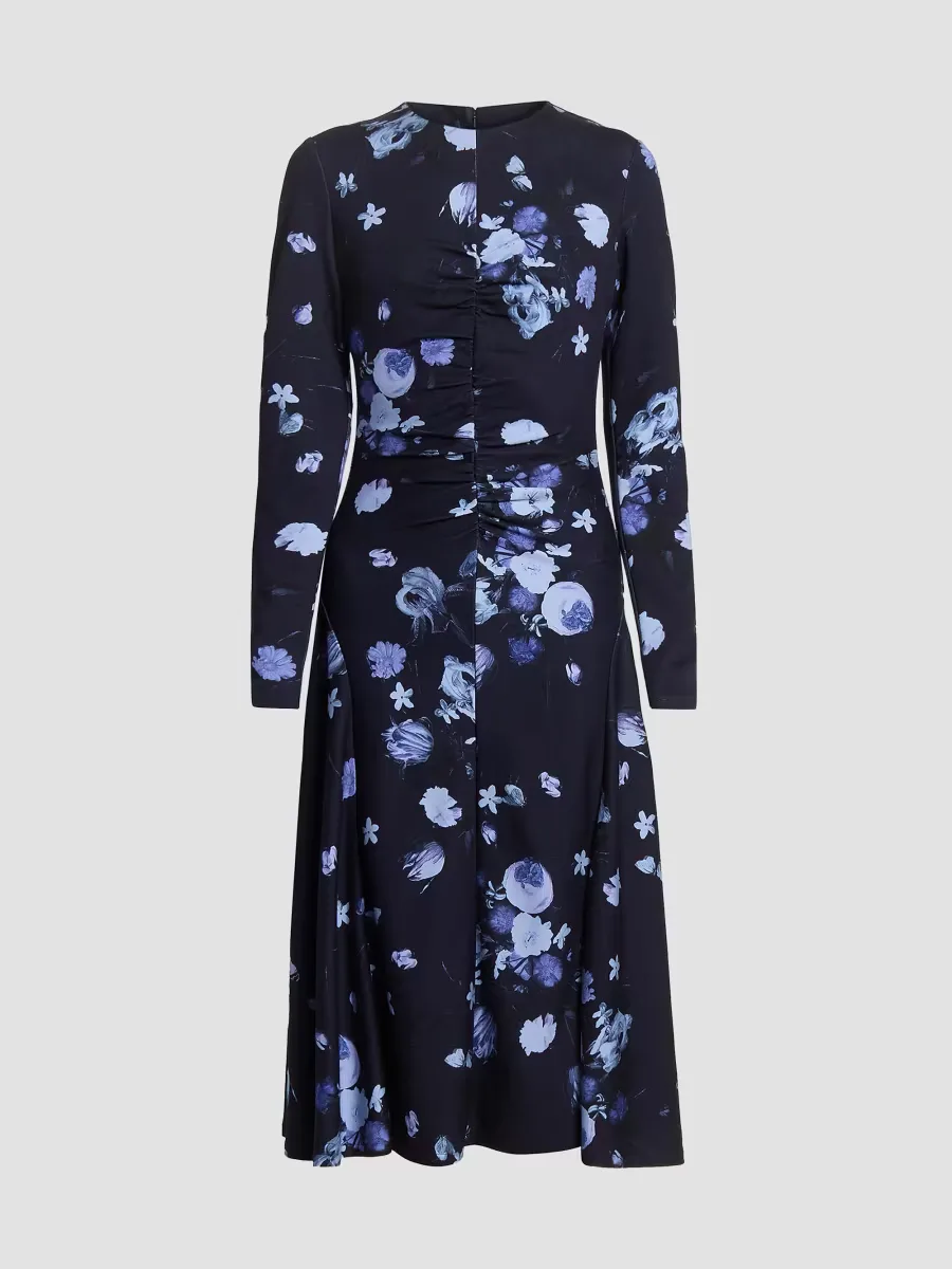 Floral Gathered Midi-Dress