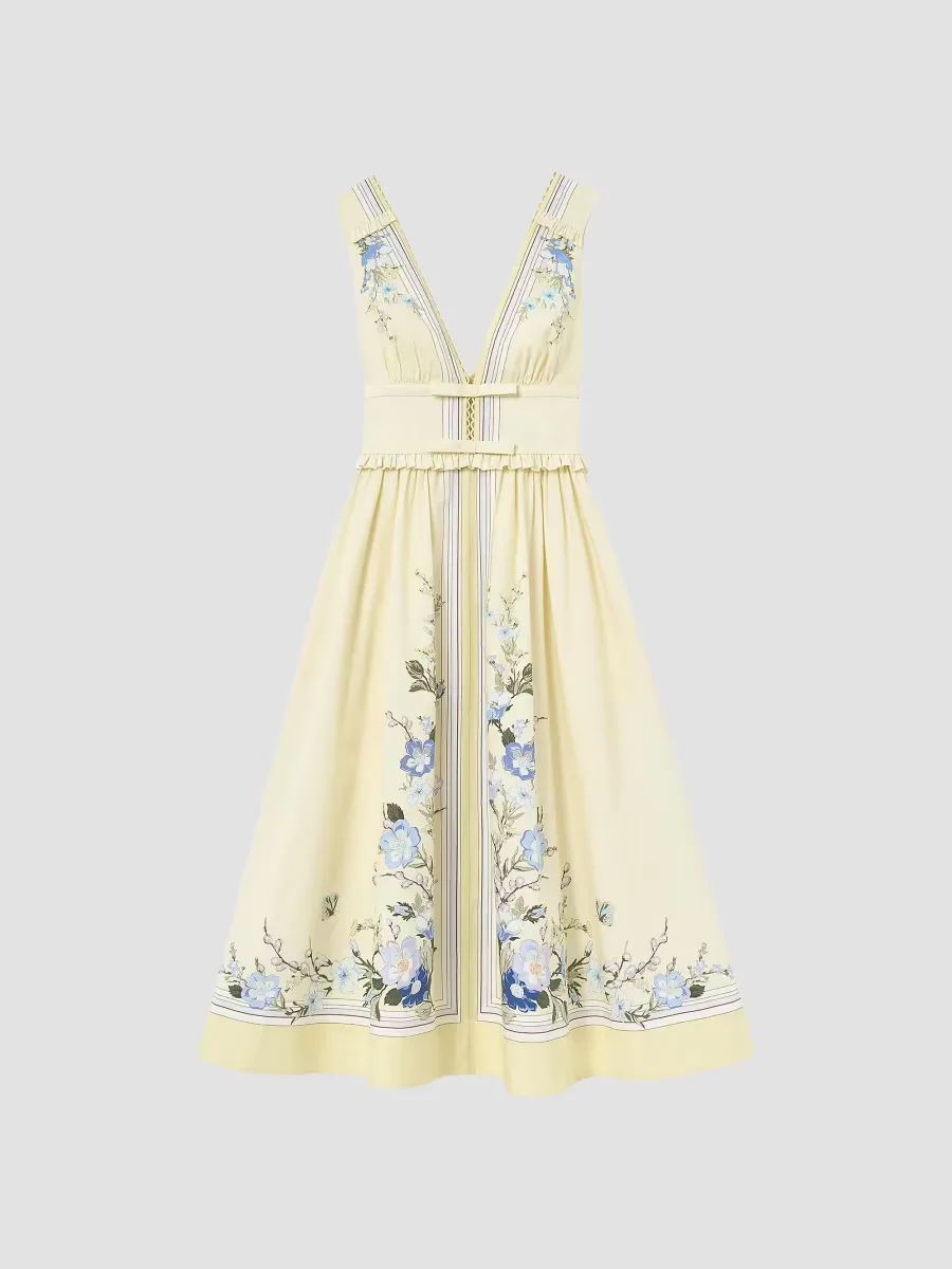 Floral Cotton Ruffle Midi Dress by Self Portrait