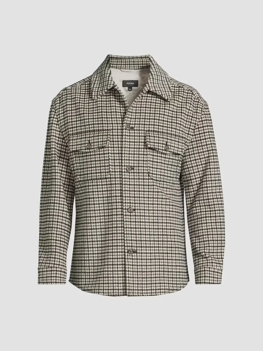 Liam Houndstooth Wool-Blend Overshirt by Reiss