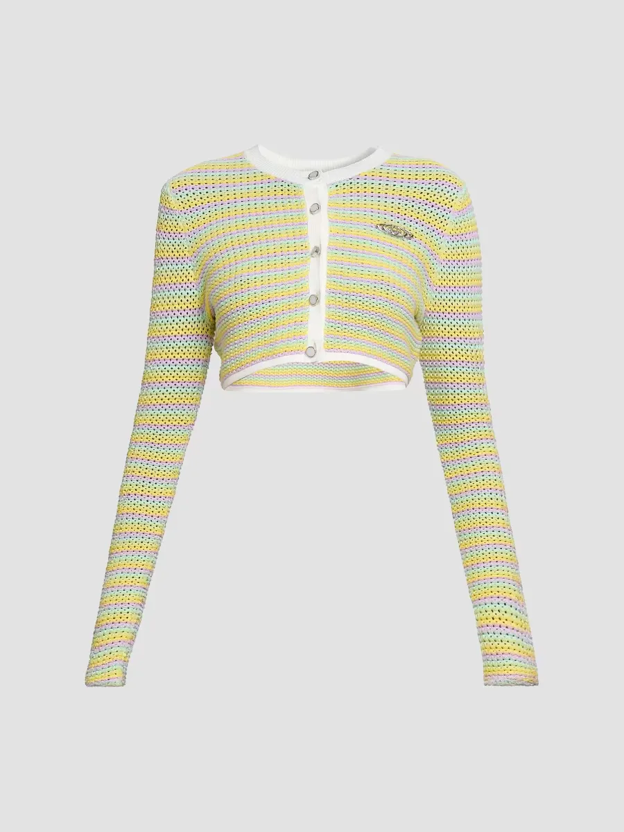 Bourgeois Striped Crop Cardigan by Casablanca