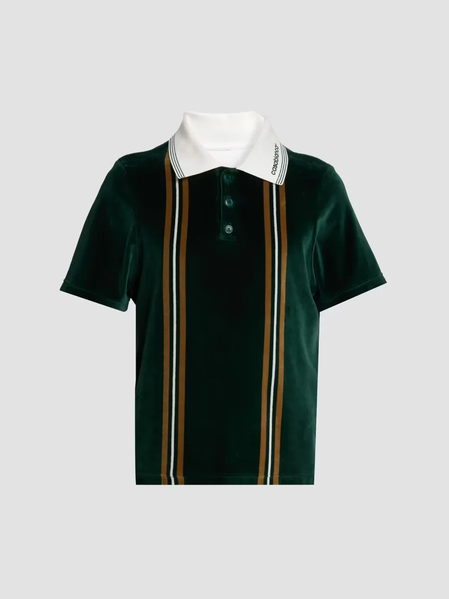 Velour Striped Polo Shirt by Casablanca