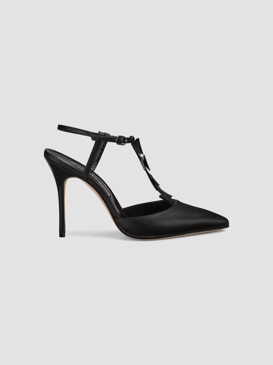 Maurata 105MM Bow-Detailed Leather T-Strap Pumps by Manolo Blahnik