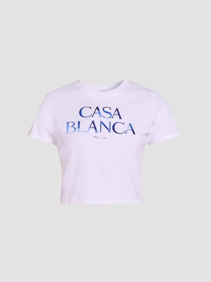 Stacked Logo Cotton Crop T-Shirt by Casablanca