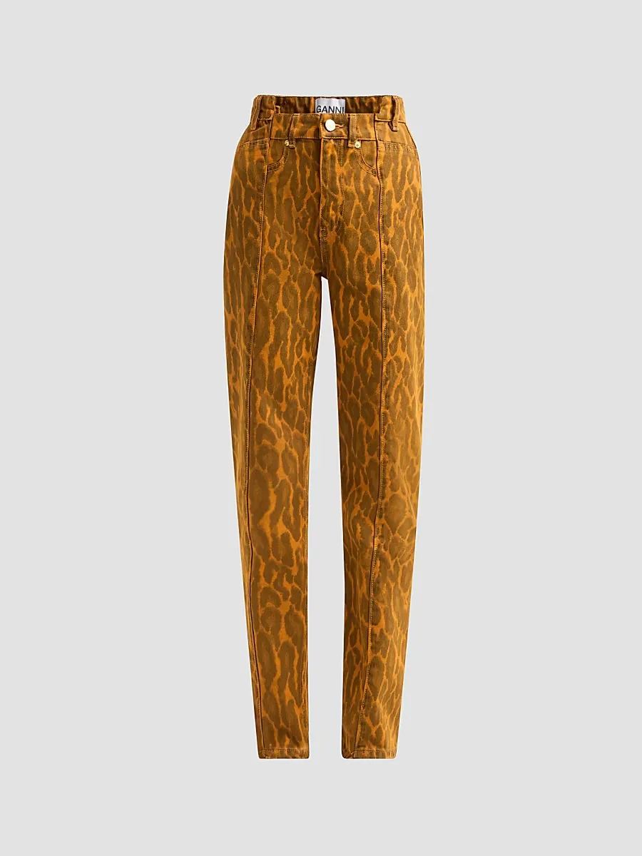 Print Denim Fold Jeans by GANNI