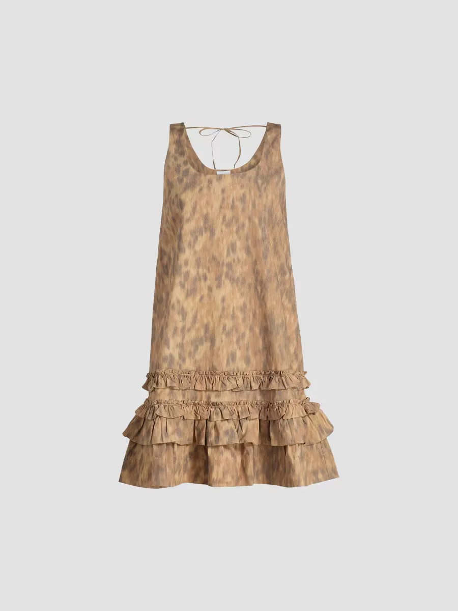 Printed Cotton Ruffle Minidress by GANNI