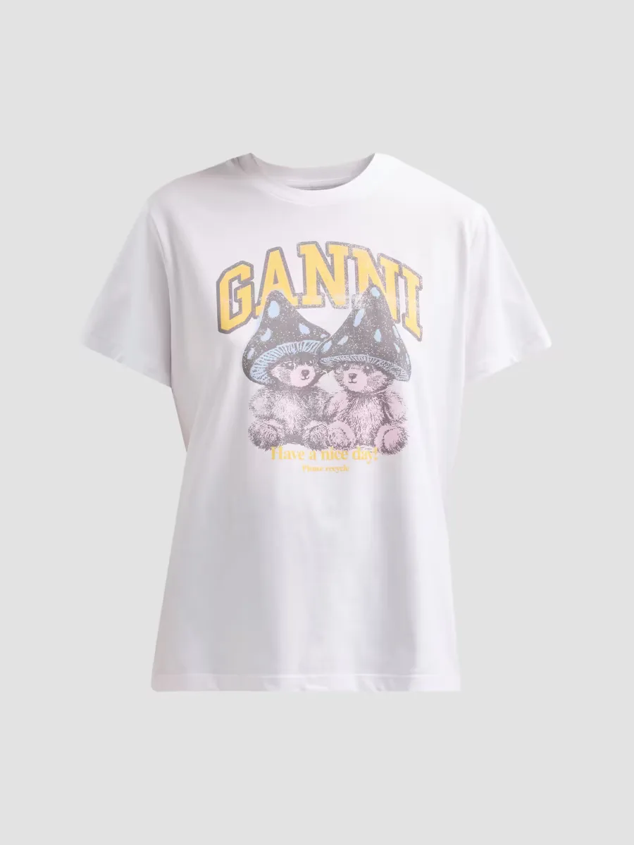Teddy Mushrooms Relaxed Crewneck T-Shirt by GANNI