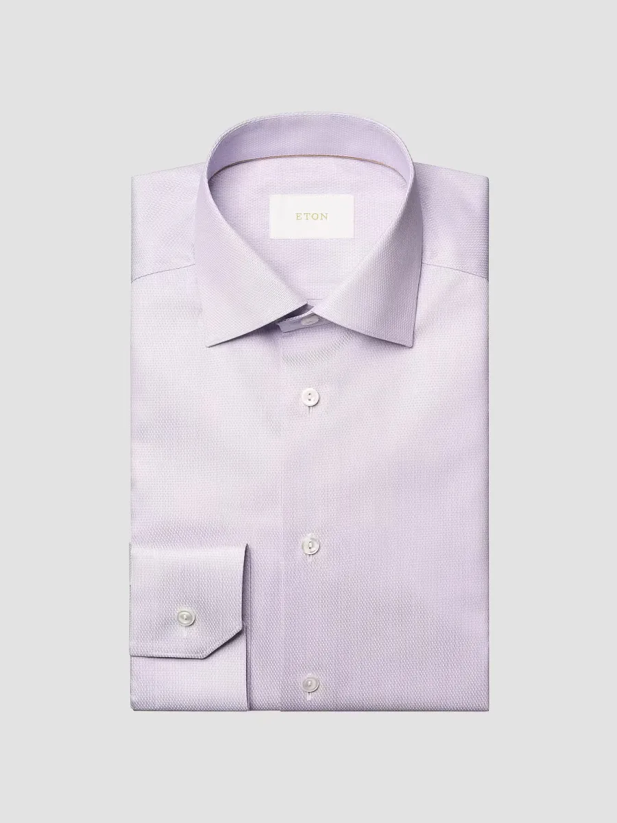 Contemporary-Fit Textured Solid Elevated Shirt by Eton
