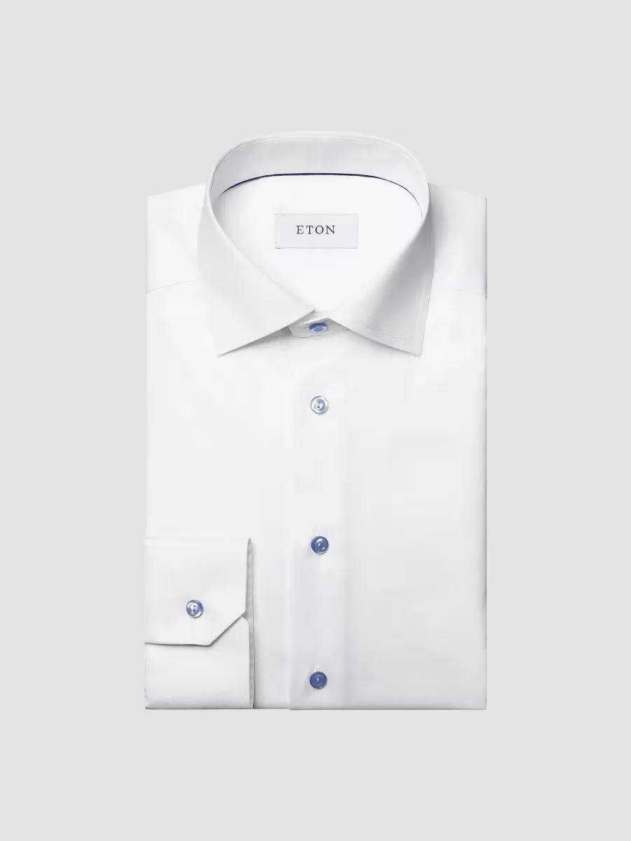 Contemporary-Fit Twill Dress Shirt with Blue Details by Eton