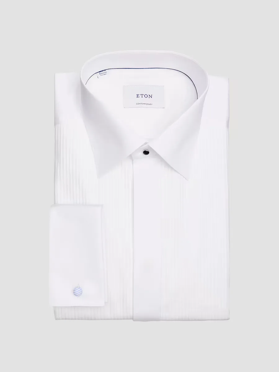 Contemporary Fit Cotton Plisse-Bib Dress Shirt by Eton