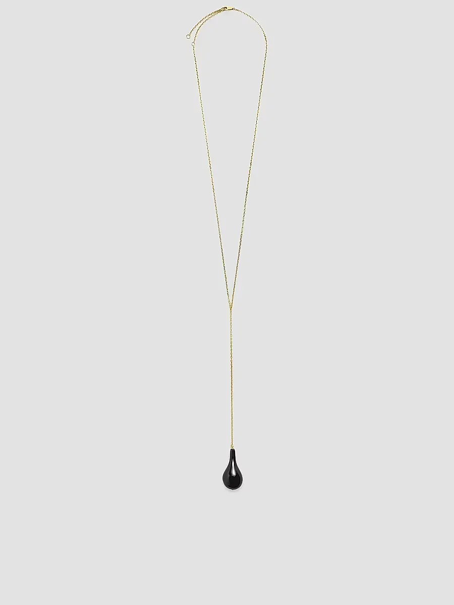 24K Gold-Plated, Onyx & Swarovski Crystal Lariat Necklace