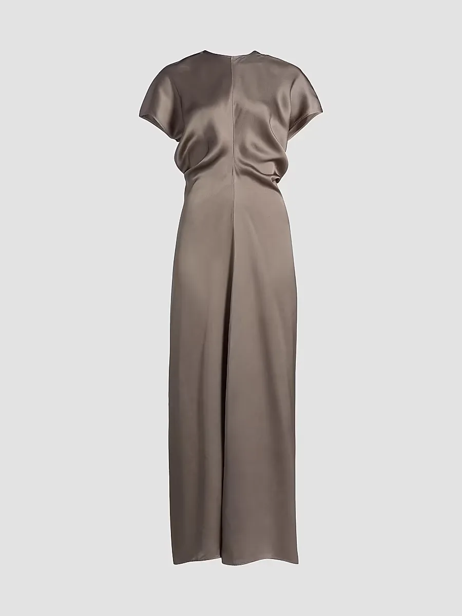 Slouch-Waist Satin Maxi Dress