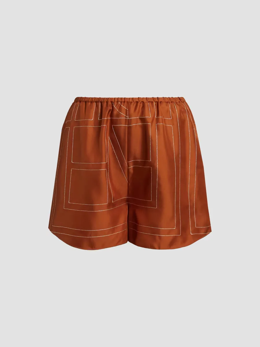Silk Stitched-Logo Shorts