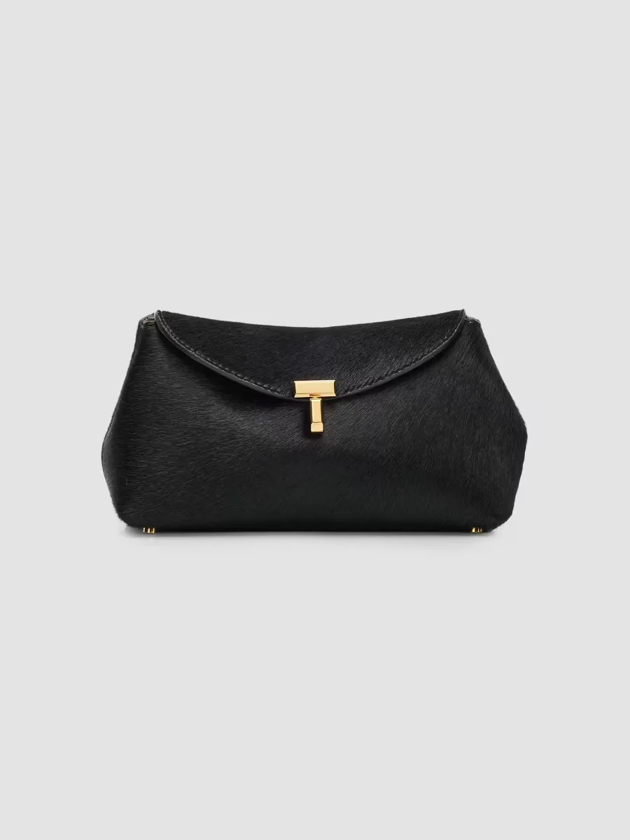 Mini T-Lock Pony Hair Clutch by Totême