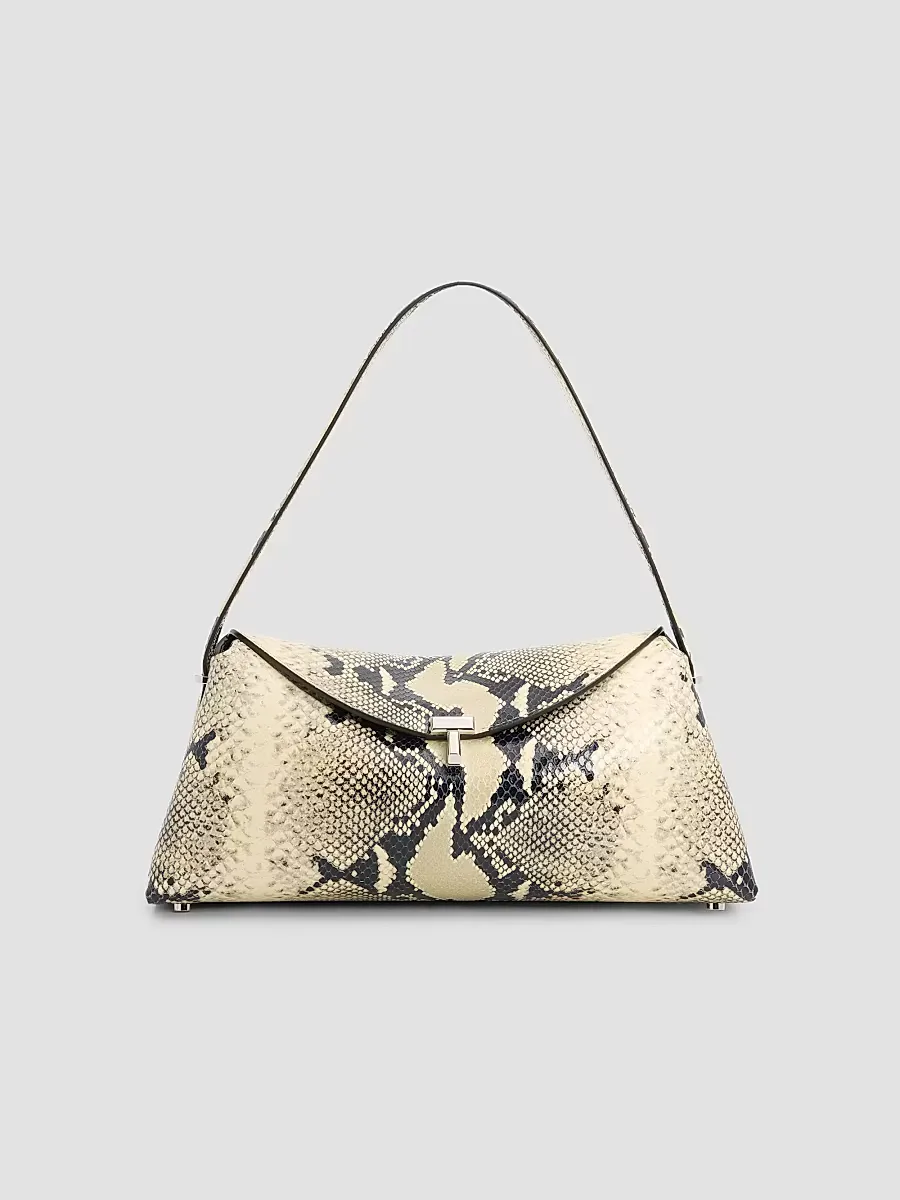 T-Lock Python-Embossed Leather Shoulder Bag