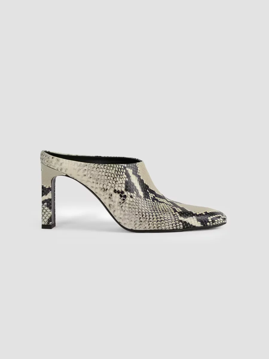 Bar 85MM Python-Embossed Leather Mules