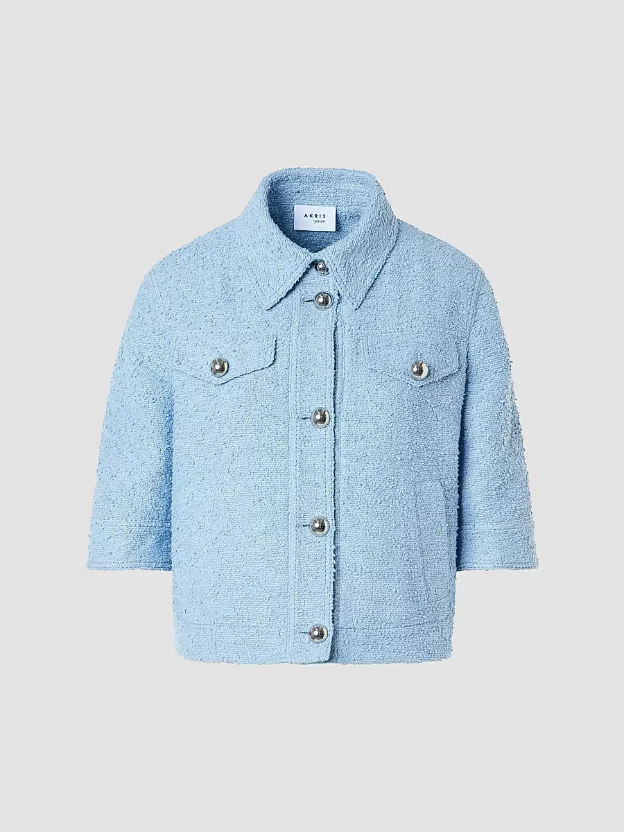 Boucl Boxy Short-Sleeve Jacket by Akris Punto