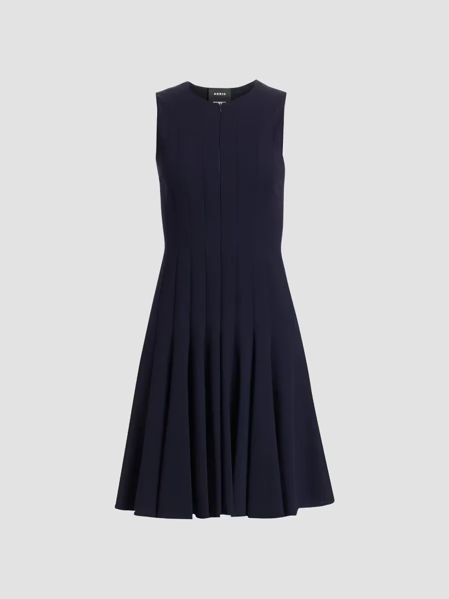 Zipper-Accented Wool Dress by Akris
