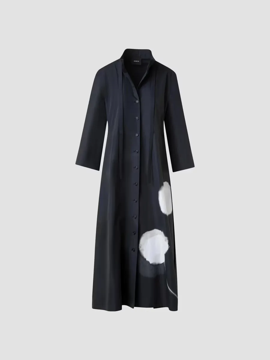 Dandelion Cotton Button-Front Midi-Dress by Akris