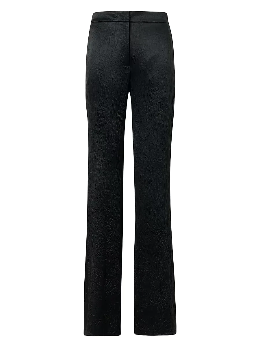 Marla Crinkled Satin Mid-Rise Straight-Leg Pants by Akris Punto