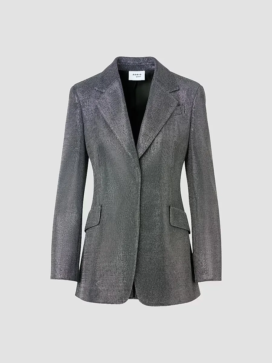 Metallic Techno Birdseye Boyfriend Blazer