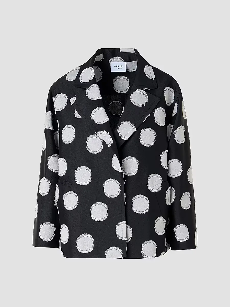 Fringed Polka Dot Jacquard Coat by Akris Punto