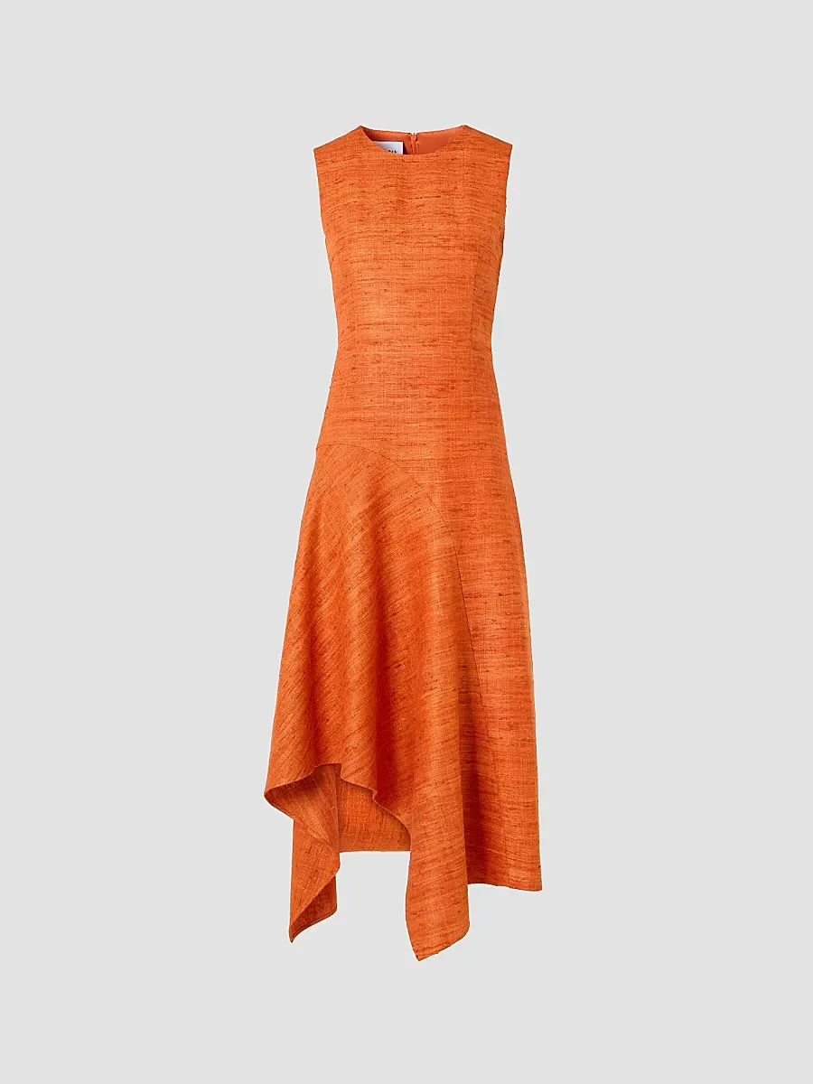 Raw Silk A-Line Midi Dress by Akris Punto