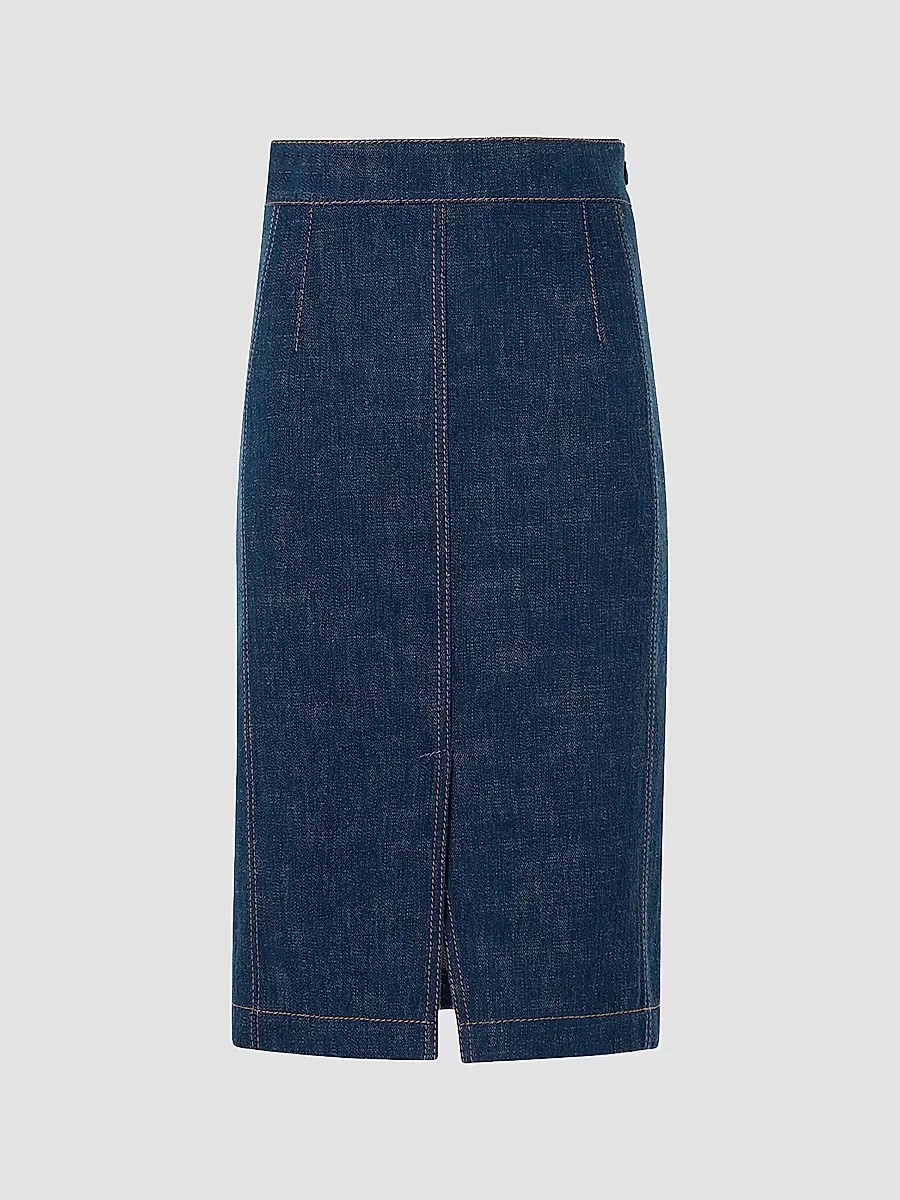 Pencil Winter Denim Midi Skirt